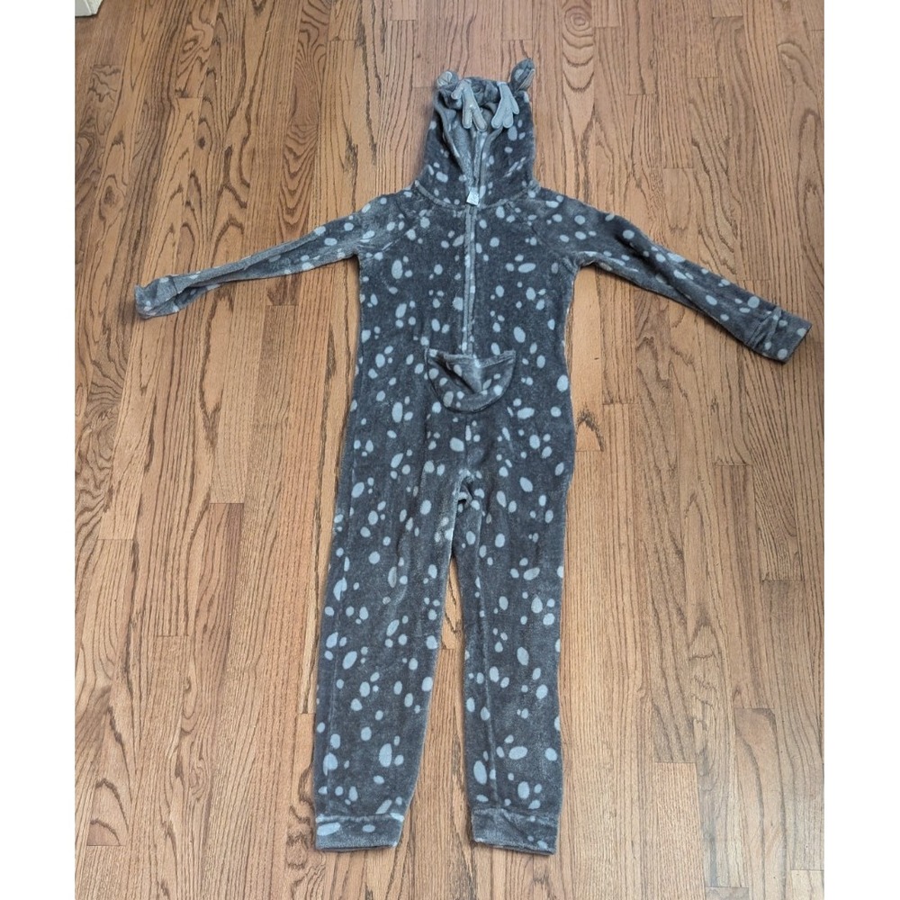 One Piece Pajamas Girls Reindeer Fleece Justice, Kids 10, Christmas Gray Costume